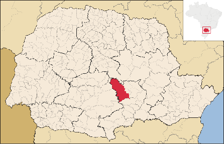 Mapa da região de Prudentópolis no Paraná